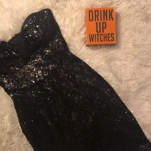 Tobi black sequin cocktail mini dress